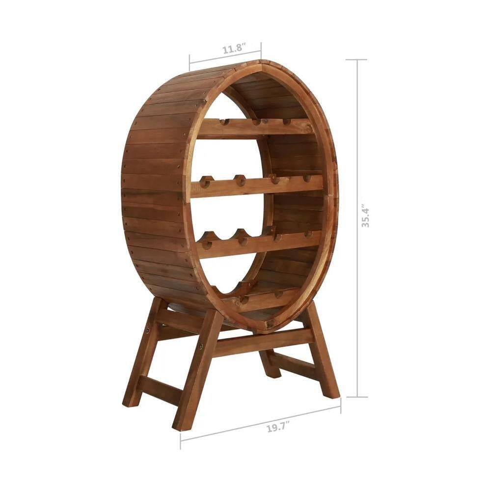 13-Bottle Brown Wood Floor Wine Rack