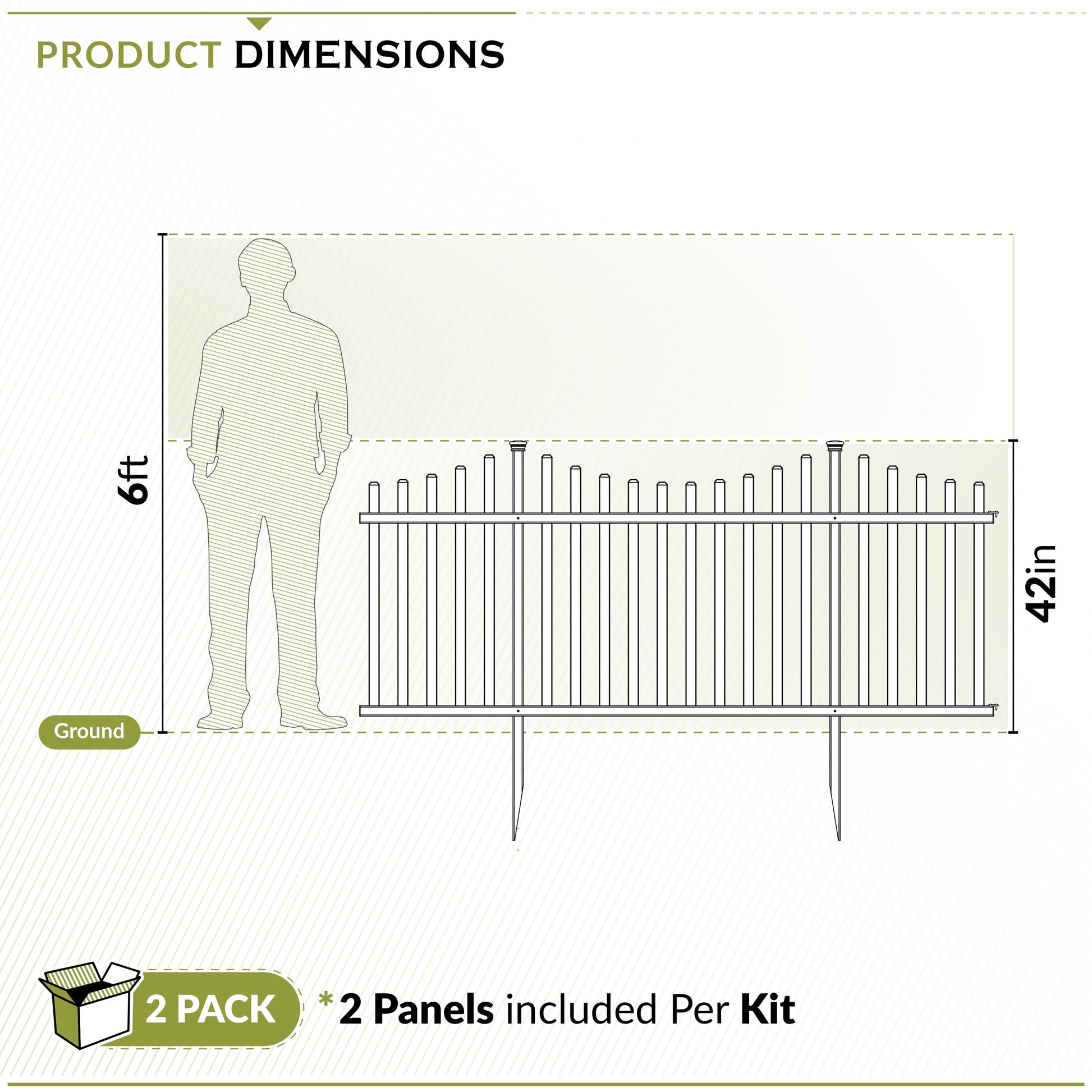 42In H X 92In W (2 Panels) No Dig Zippity Manchester Fence Kit, White Vinyl Picket Fence Panels, Perfect Durable Temporary Outdoor Fence for Backyard, Patio, or Garden, ZP19018
