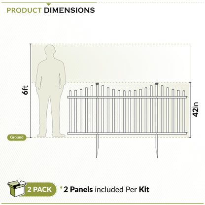 42In H X 92In W (2 Panels) No Dig Zippity Manchester Fence Kit, White Vinyl Picket Fence Panels, Perfect Durable Temporary Outdoor Fence for Backyard, Patio, or Garden, ZP19018