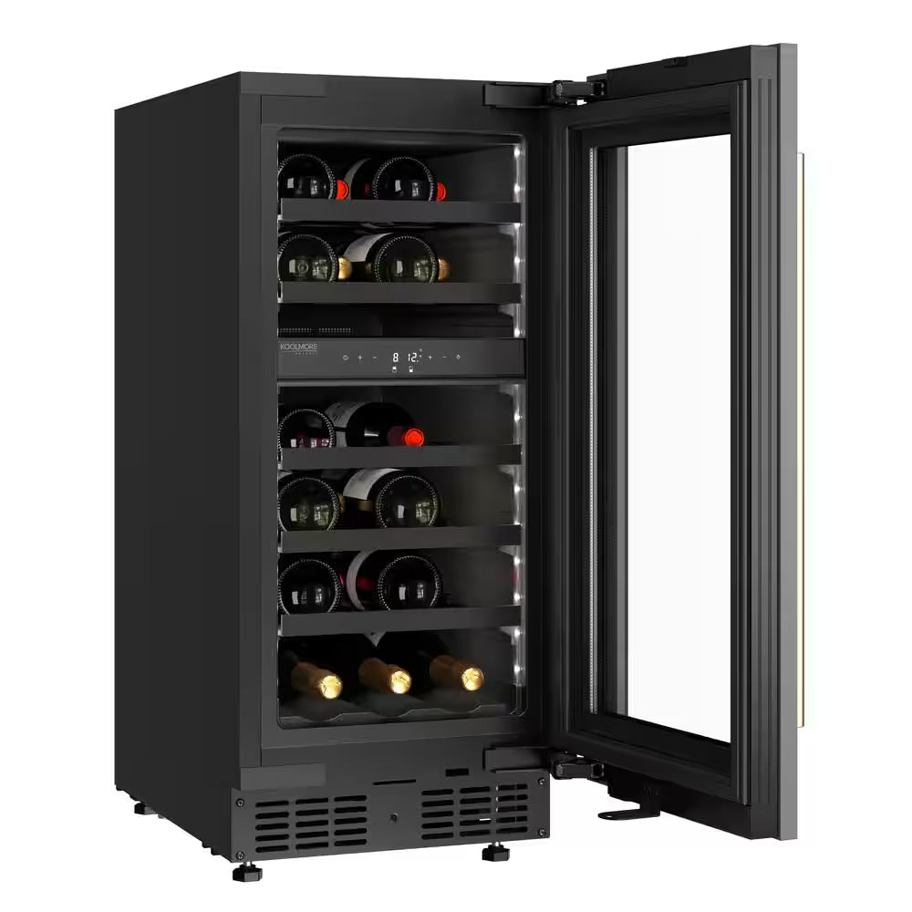 Reserve 15 In. under Counter Panel Ready Dual Zone Built-In Wine Cooler with Black Shelves 23 Bottle Capacity