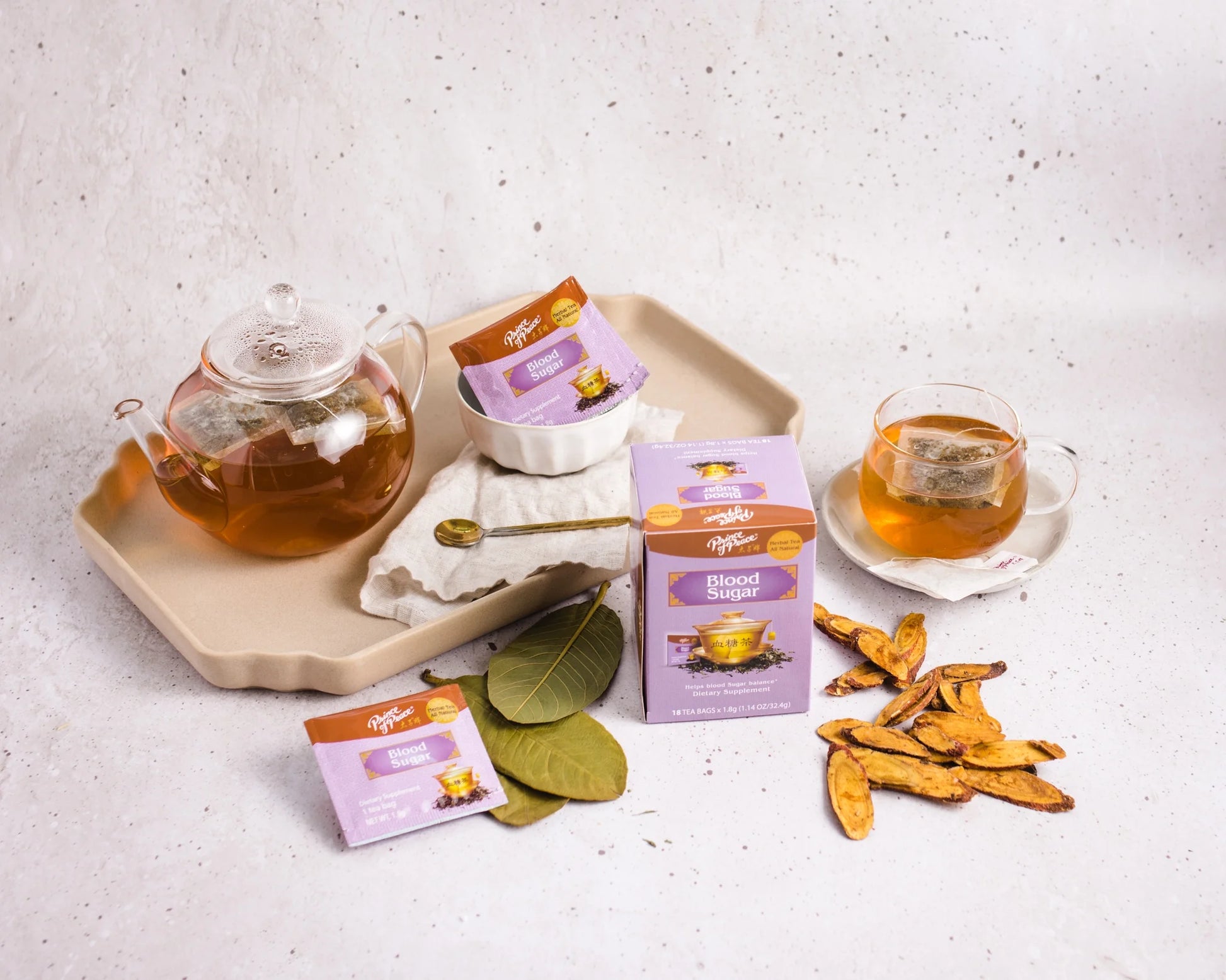 (2 Pack)  Blood Sugar Herbal Tea, 18 Count Box, All Natural, Caffeine Free, Dietary Supplement