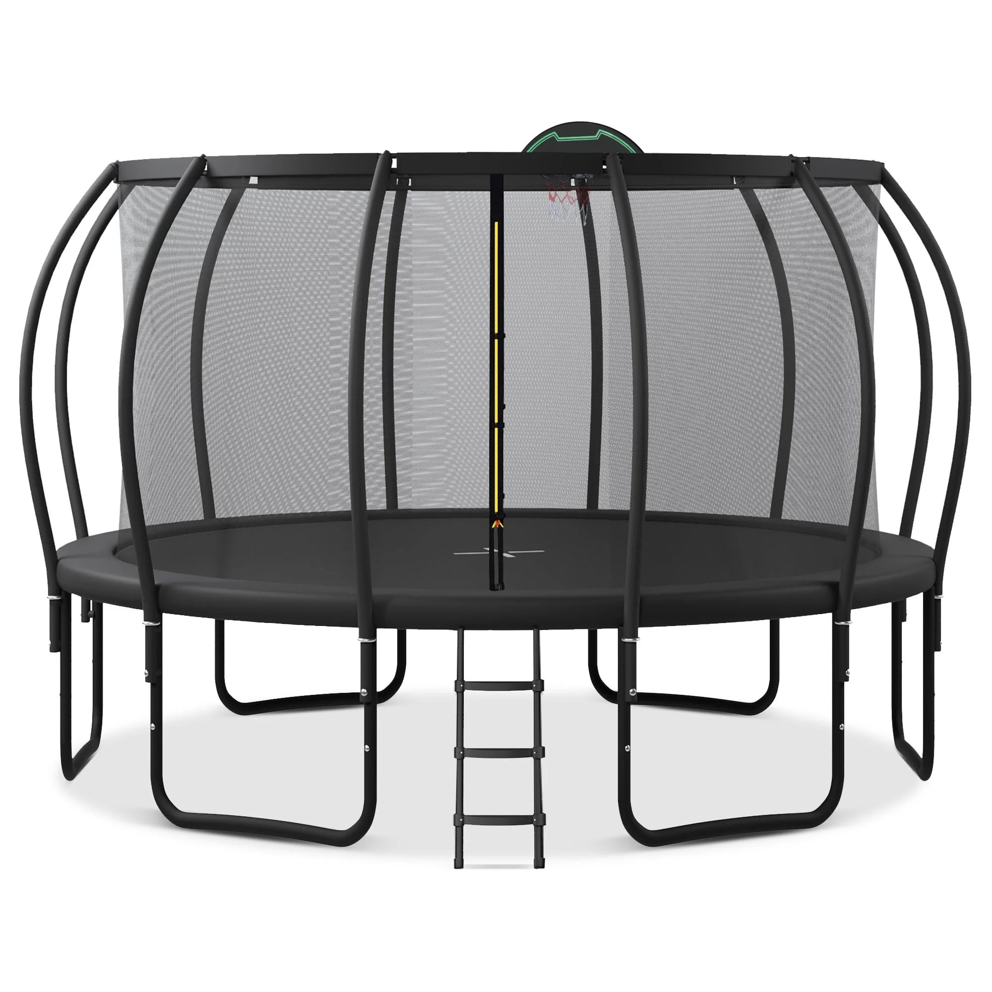 Trampoline 12FT 14FT 15FT 16FT Trampoline for Adults and Kids, 1500Lbs Outdoor round Trampoline with Enclosure Net with Basketball Hoop and Ladder