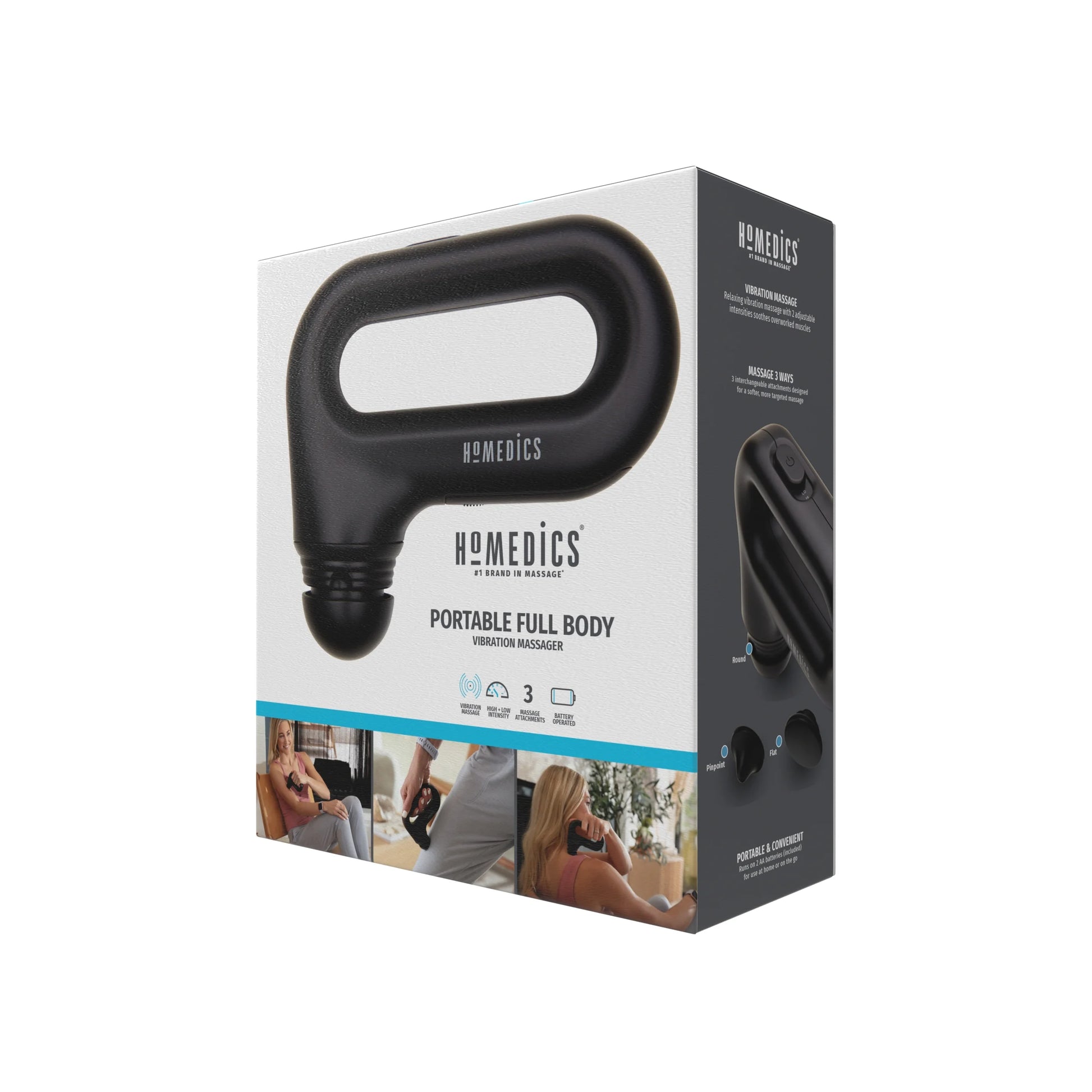 Portable Full Body Vibration Massager with Ergonomic Easy-Grip Handle and 3 Interchangeable Attachments