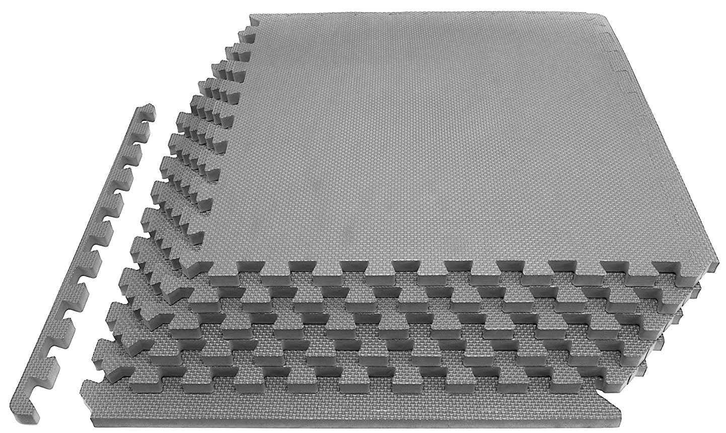 1/2 In. Thick Flooring Puzzle Exercise Mat with High Quality EVA Foam Interlocking Tiles, 6 Piece, 24 Sq Ft. Black