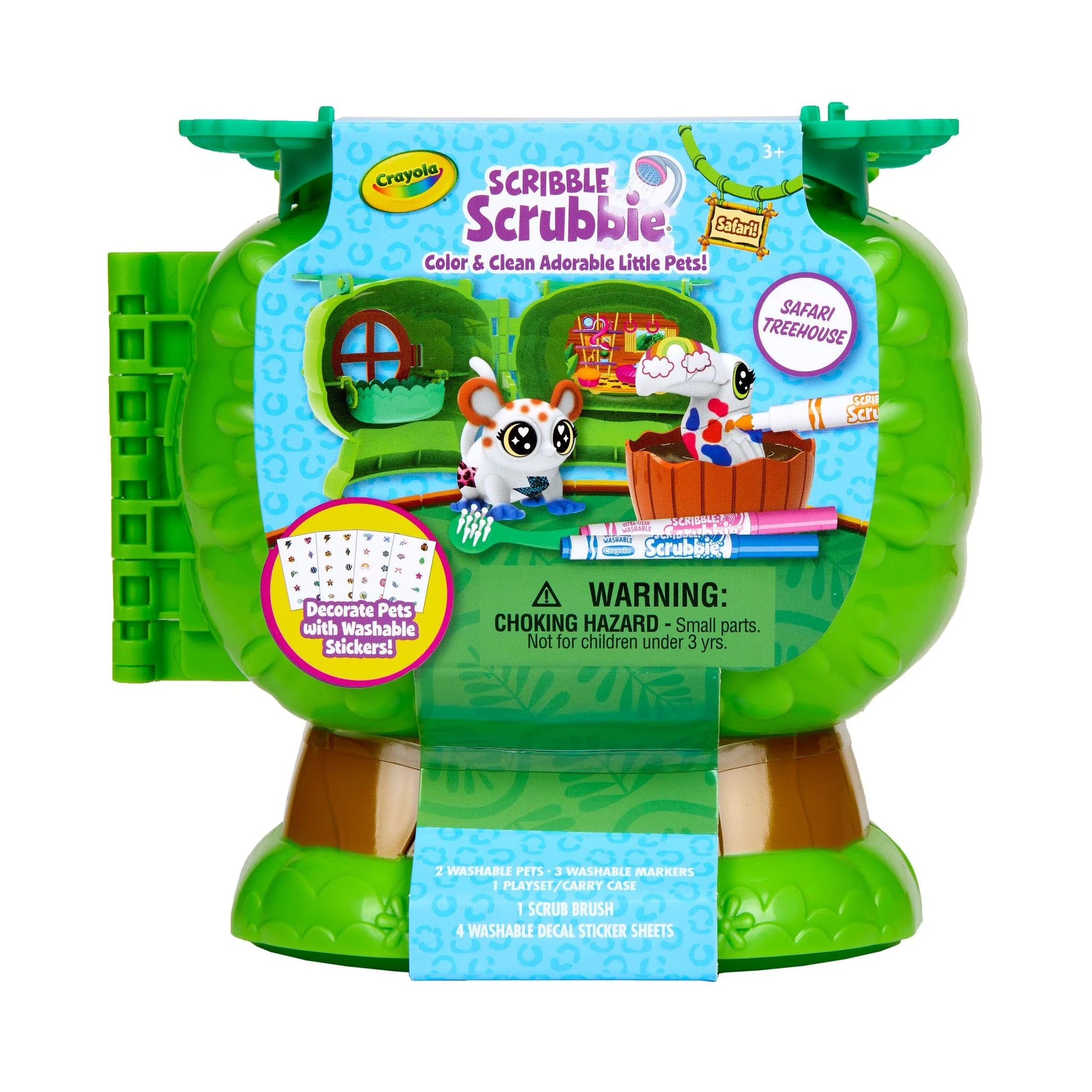 Scribble Scrubbie Pets Safari Treehouse Toy Set, Coloring Gift for Kids, Jungle Arts & Crafts