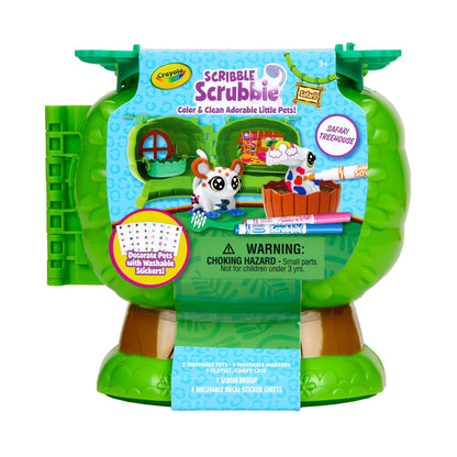 Scribble Scrubbie Pets Safari Treehouse Toy Set, Coloring Gift for Kids, Jungle Arts & Crafts