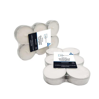 White Unscented Indoor/Outdoor Oversized Tealight Candles,6 Count