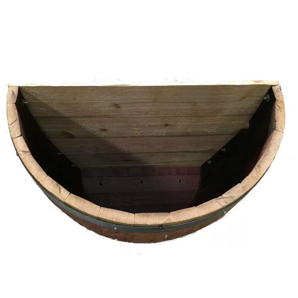 Tall 26 In. W X 13 In. D X 27 In. H Quarter Oak Wine Barrel Planter