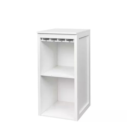 WHITE Color Modular Wine Bar Cabinet with Storage Shelves with Hutch for Dining Room