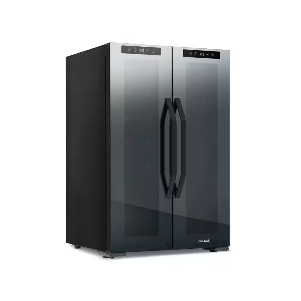 Shadow 20 In. Dual Zone Wine Cooler Refrigerator 12 Bottles & 39 Cans, Mirrored Wine and Beverage Fridge