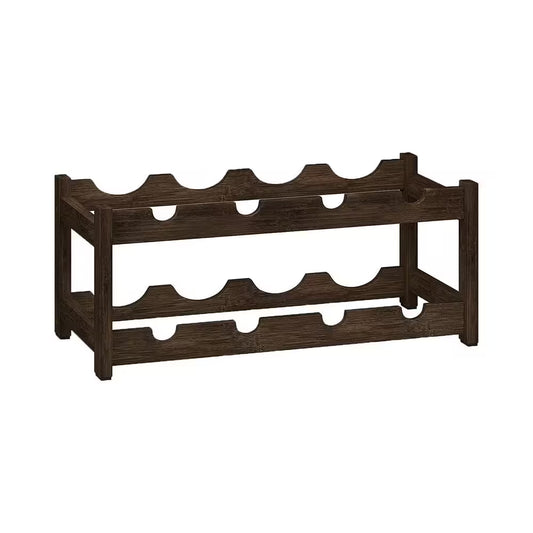 Sturdy 8-Bottle Mocha Brown Bamboo Wood Tabletop Wine Rack
