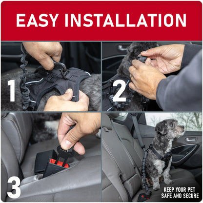 (3 Pack)  Adjustable Pet Seat Belt, Black, Material - Nylon, Harness Type - Direct to Seatbelt Swivel Tether.