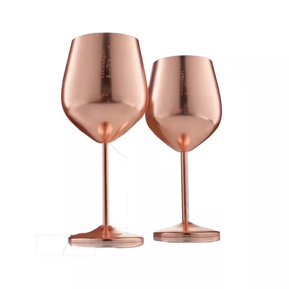 18 Oz. Full-Bodied Rose Gold Outdoor Use Wine Glass Set of 2