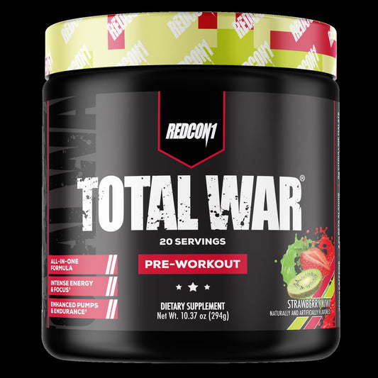 Total War Pre-Workout Powder Beta-Alanine & Citrulline Malate, Strawberry Kiwi, 20 Servings