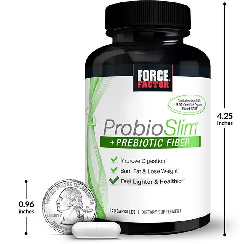 Probioslim + Prebiotic Fiber Supplement with Probiotics for Digestive Health - 120 Capsules