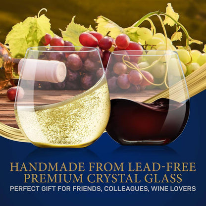 15 Oz. Crystal-Clear Stemless Wine Glass Set (Set of 2)