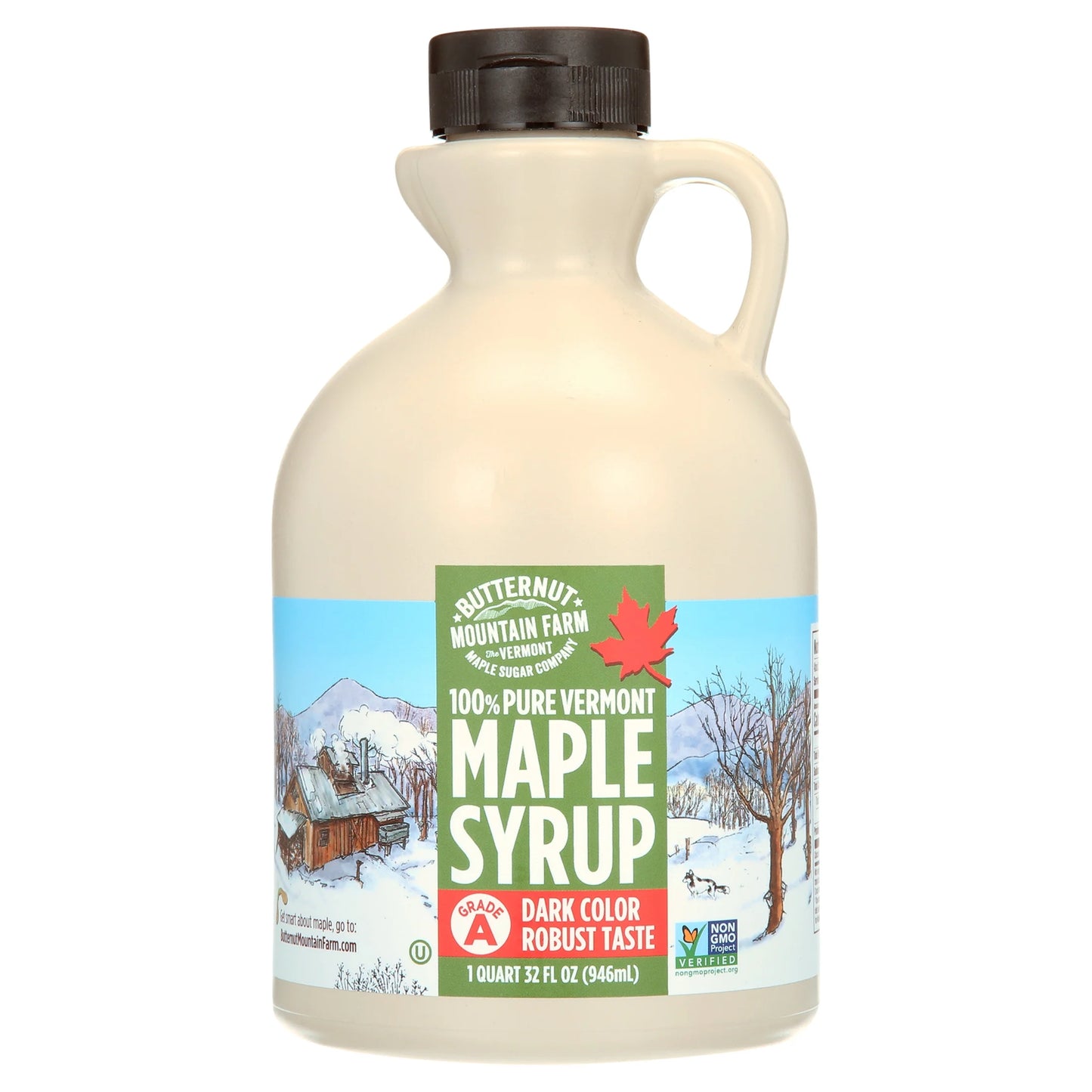100% Pure Vermont Maple Syrup Dark Color & Robust Taste, 32 Fl Oz.