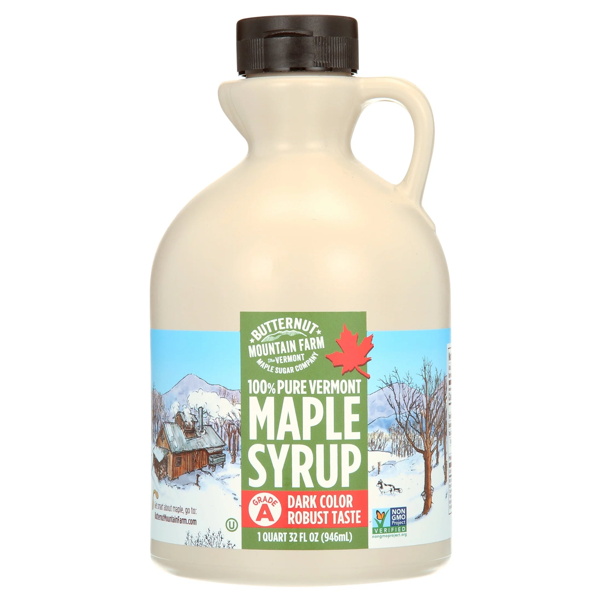100% Pure Vermont Maple Syrup Dark Color & Robust Taste, 32 Fl Oz.
