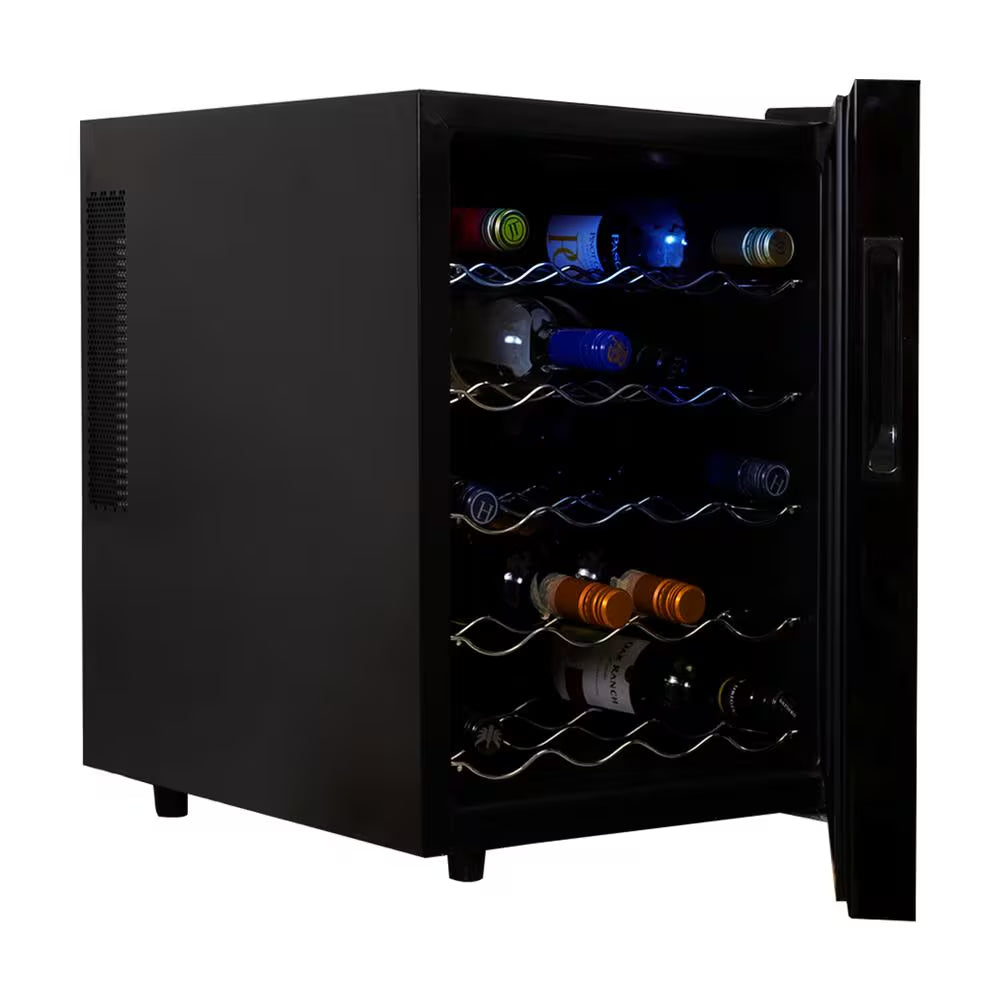 20 Bottle Wine Cooler, Black 1.7 Cu. Ft.. (48L) Freestanding Thermoelectric Wine Fridge