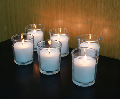 (2 Pack)  Unscented Filled Votive Glass Candles, White, 12-Pack Votive Candles