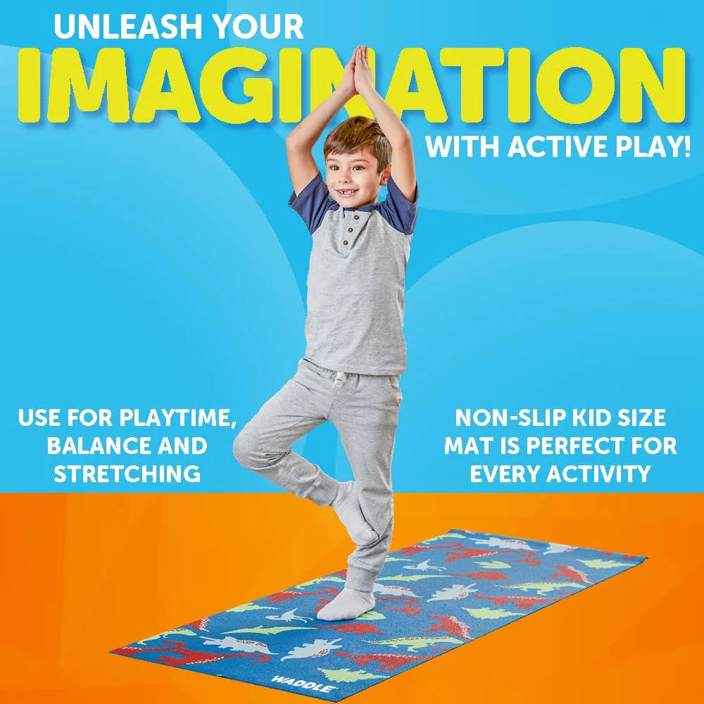 Yoga Mat, Yoga Mat for Kids, My First Yoga Mat, Exercise Mat for Toddlers, Kids Ages 3 Years and Up, Dino