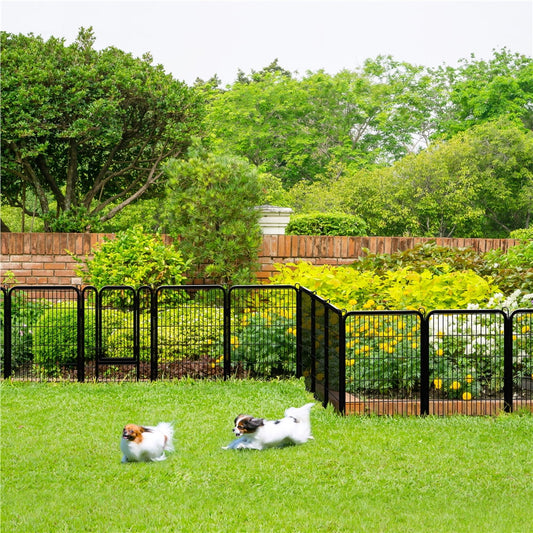 31.5″H Metal Pet Playpen Steel Dog Cat Exercise Barrier Outdoor Indoor Fence Door