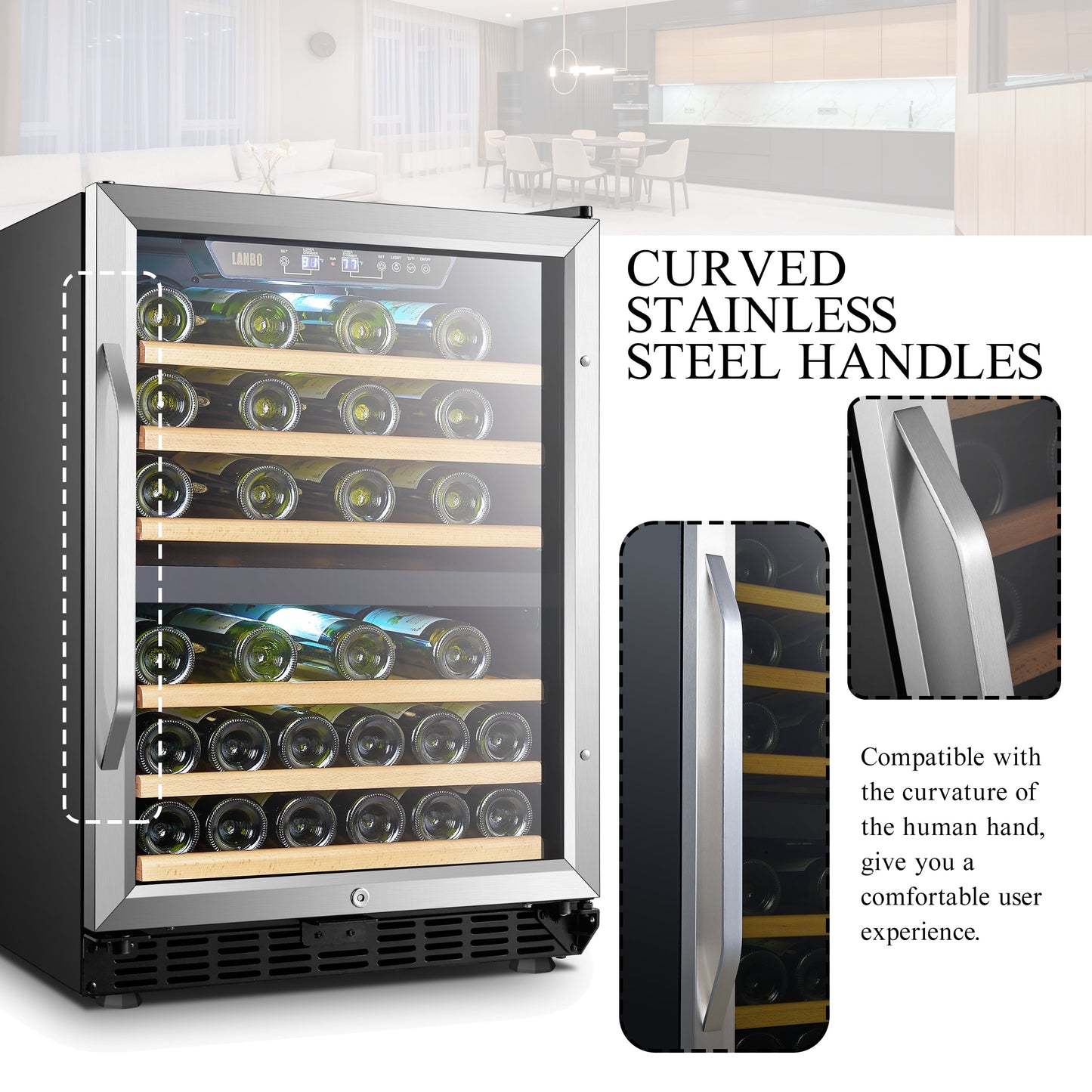24 Inch Width 44 Bottle Built-In Compressor Dual Zone Wine Cooler