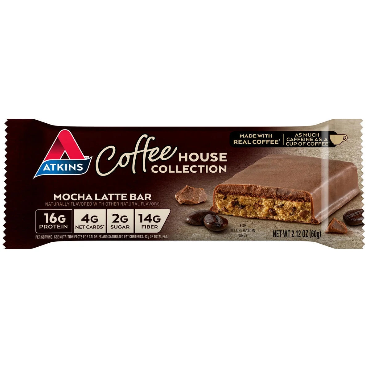 (3 Pack)  Coffee House Collection Protein Bar, Mocha Latte, High Protein, High Fiber, 5 Count