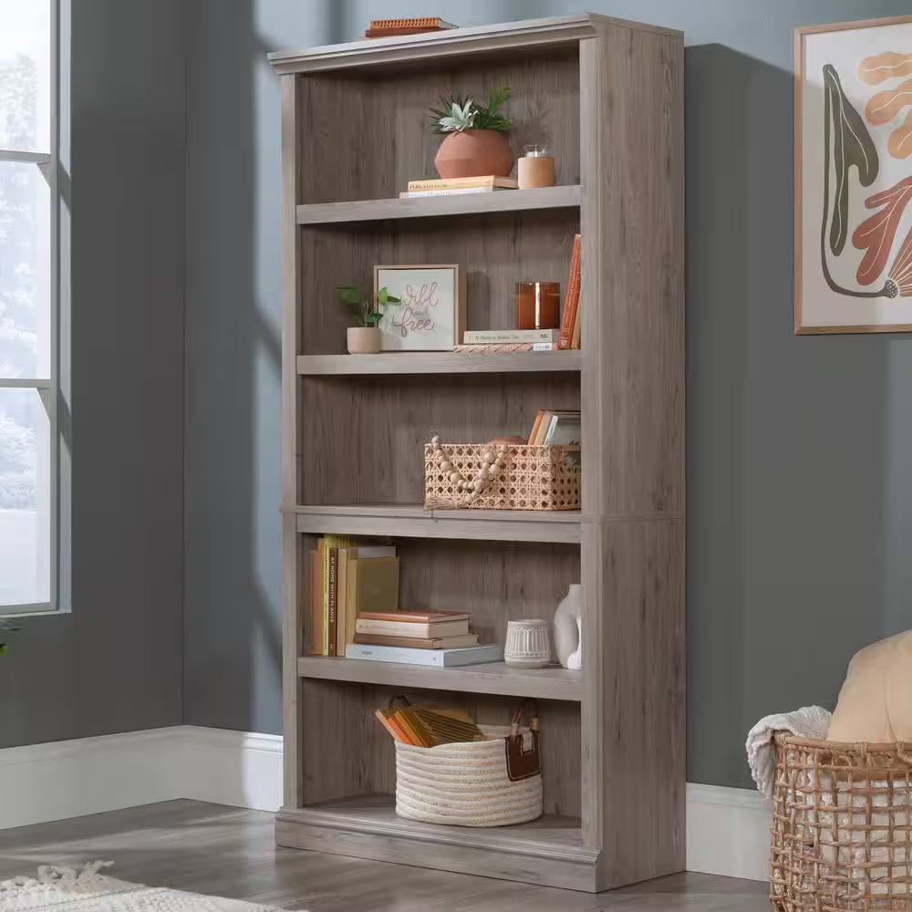 35.276 In. Wide Laurel Oak 5-Shelf Standard Bookcase