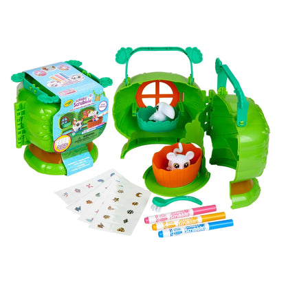 Scribble Scrubbie Pets Safari Treehouse Toy Set, Coloring Gift for Kids, Jungle Arts & Crafts