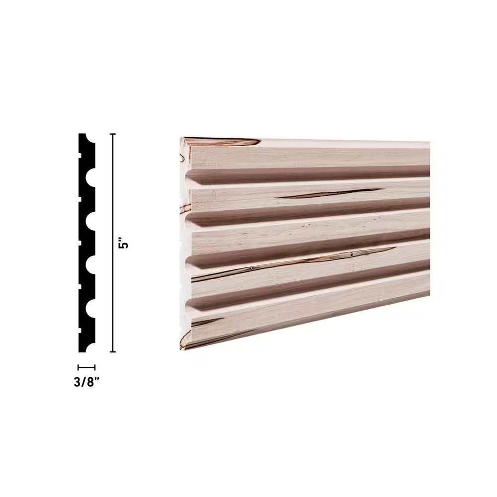 0.375 In. D X 5 In. W X 47.5 In. L Unfinished Ambrosia Maple Wood Accent Wall Panel Moulding