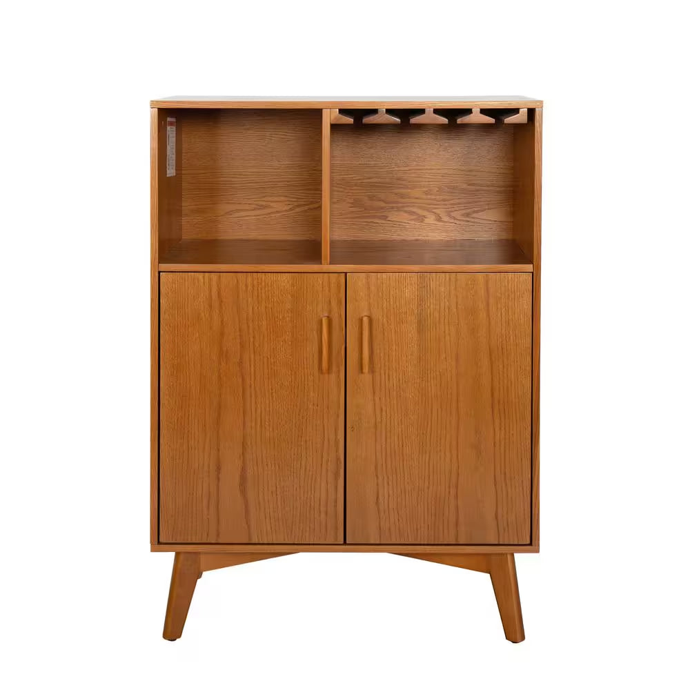 31.5" Liquor Cabinet with Wine Glass Holder and Wine Rack and Adjustable Shelf Wine Cabinet Kitchen Coffee Bar Cabinet