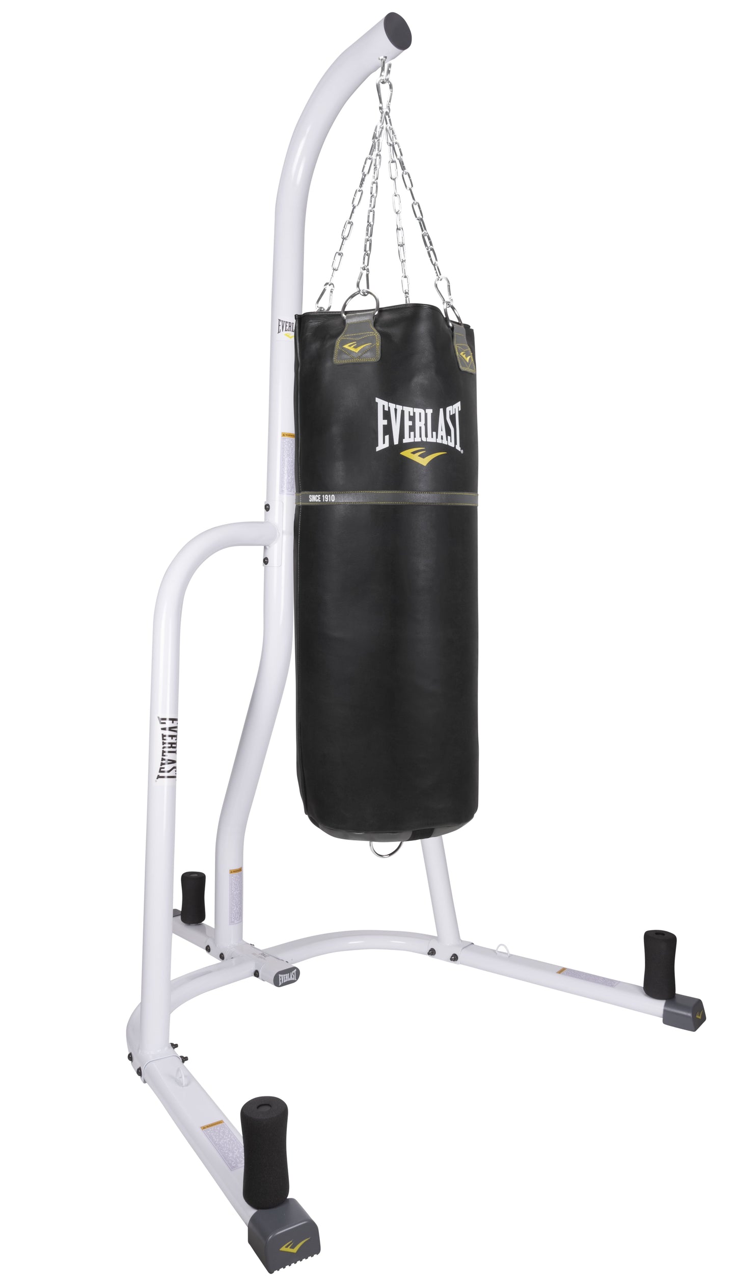 Single Station Heavy-Duty Punching Bag Stand, Powder-Coated Steel, 100 Lb Capacity, White