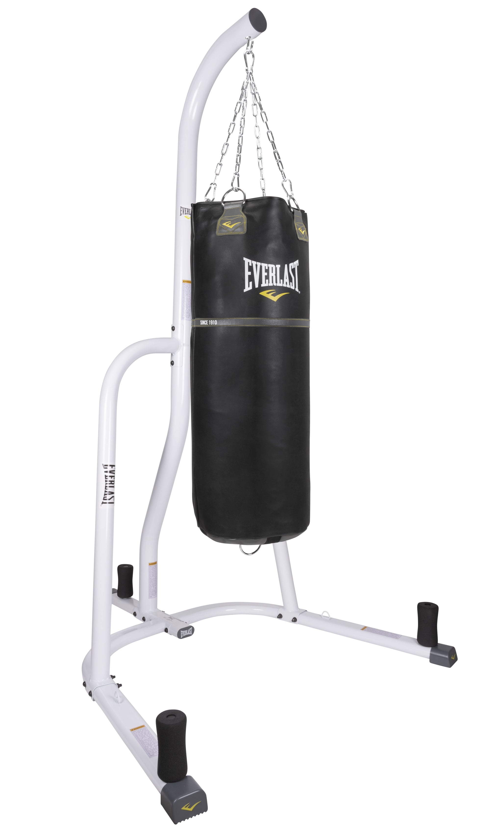 Single Station Heavy-Duty Punching Bag Stand, Powder-Coated Steel, 100 Lb Capacity, White