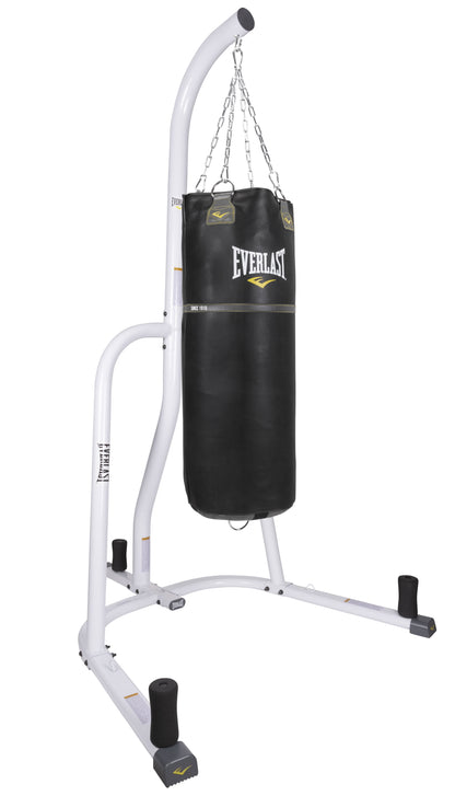Single Station Heavy-Duty Punching Bag Stand, Powder-Coated Steel, 100 Lb Capacity, White