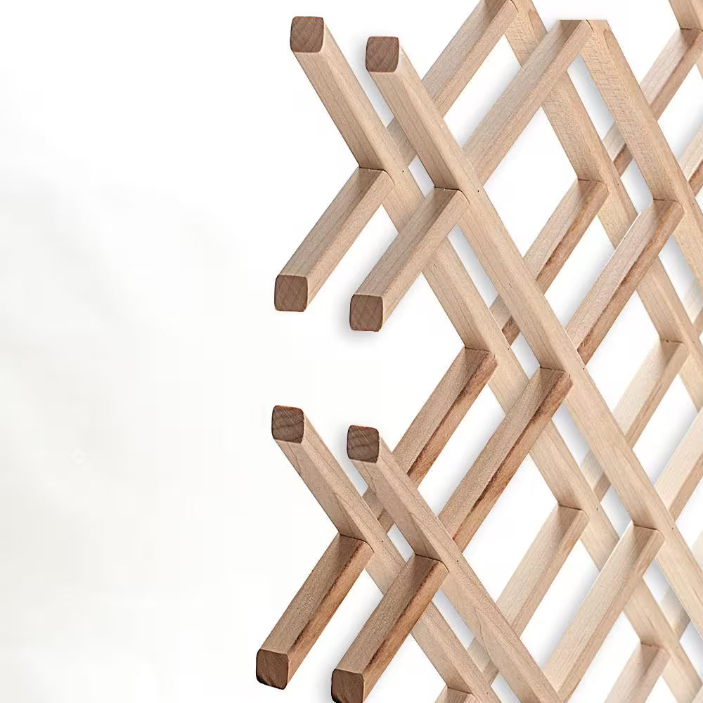 14-Bottle Trimmable Wine Rack Lattice Panel Inserts in Unfinished Solid North American Alder