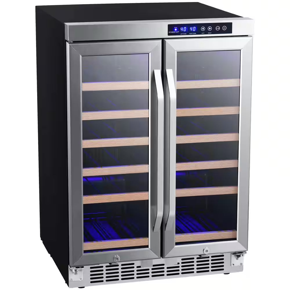 36 Bottle 24 In. Built-In French Door Dual Zone Wine Cooler