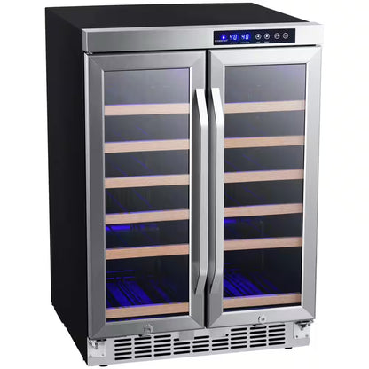36 Bottle 24 In. Built-In French Door Dual Zone Wine Cooler