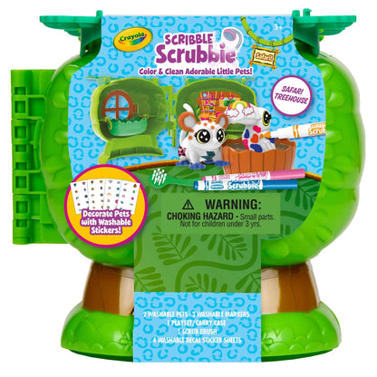 Scribble Scrubbie Pets Safari Treehouse Toy Set, Coloring Gift for Kids, Jungle Arts & Crafts