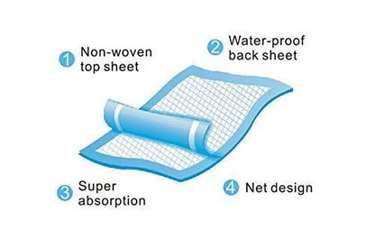 (Chux) Disposable Underpads 23 X 36, Waterproof Highly Absorbent Bed Pads for Adults, Children and Pets, Large Size, Blue, Count (100/Pack) plus Hand Sanitizing Wipes