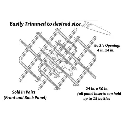 18-Bottle Trimmable Wine Rack Lattice Panel Inserts in Unfinished Solid North American Hard Maple