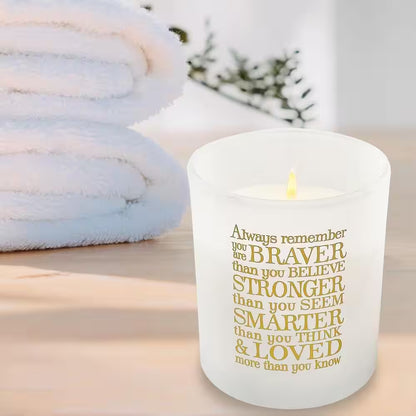 Vanilla Scented Soy Candle with Inpirational Quote in White