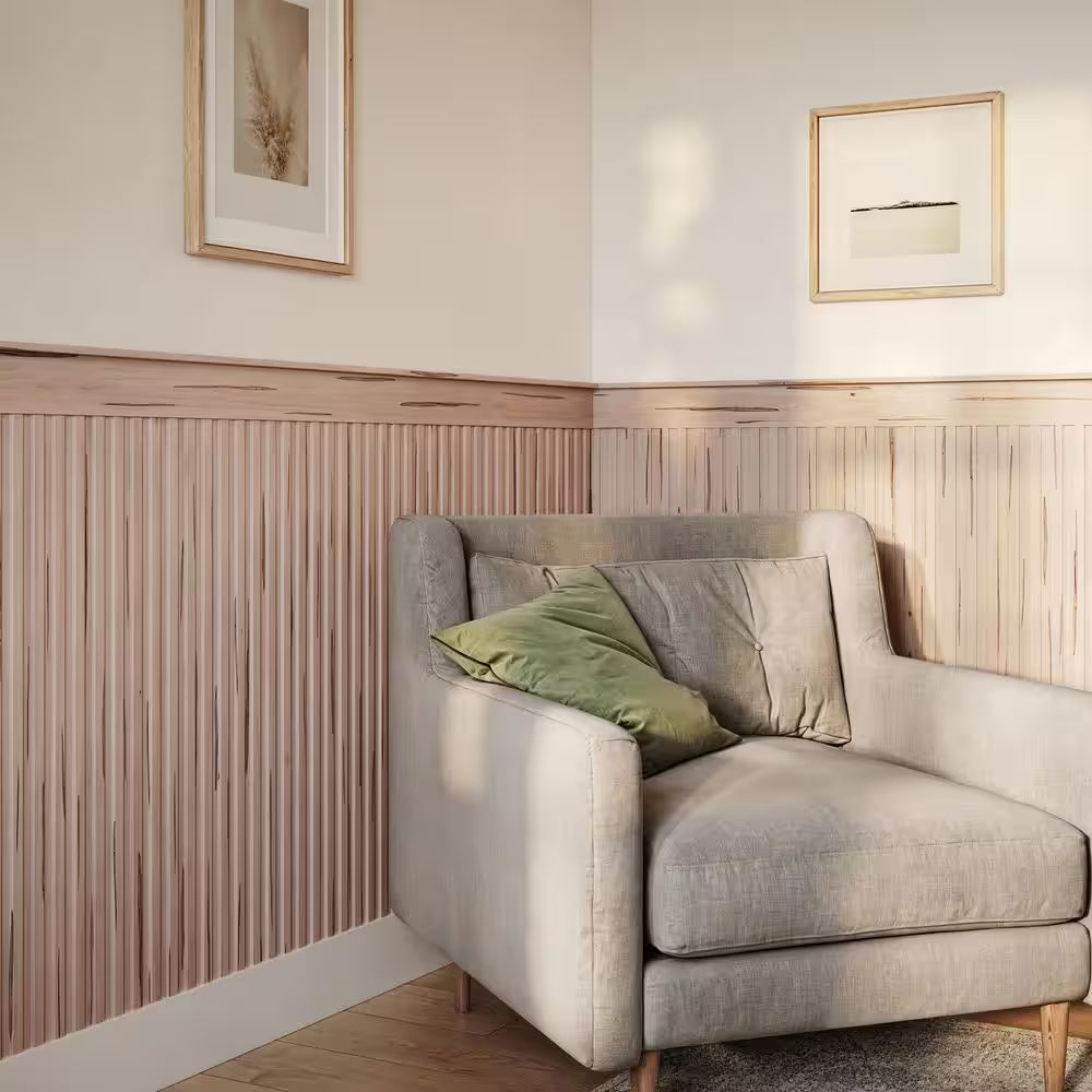 0.375 In. D X 5 In. W X 47.5 In. L Unfinished Ambrosia Maple Wood Accent Wall Panel Moulding