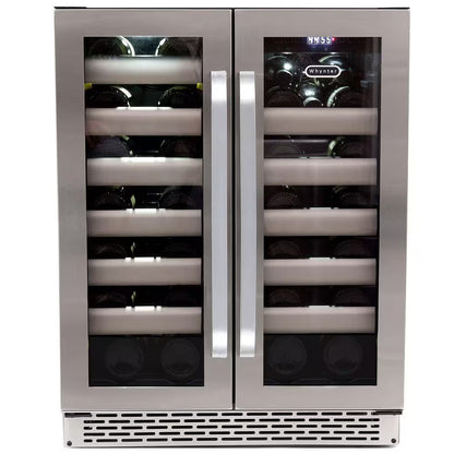 12 In. Dual-Zone 17-Bottle Wine Cooler Fridge Built-In with Seamless Stainless Steel UV Protection Glass Door