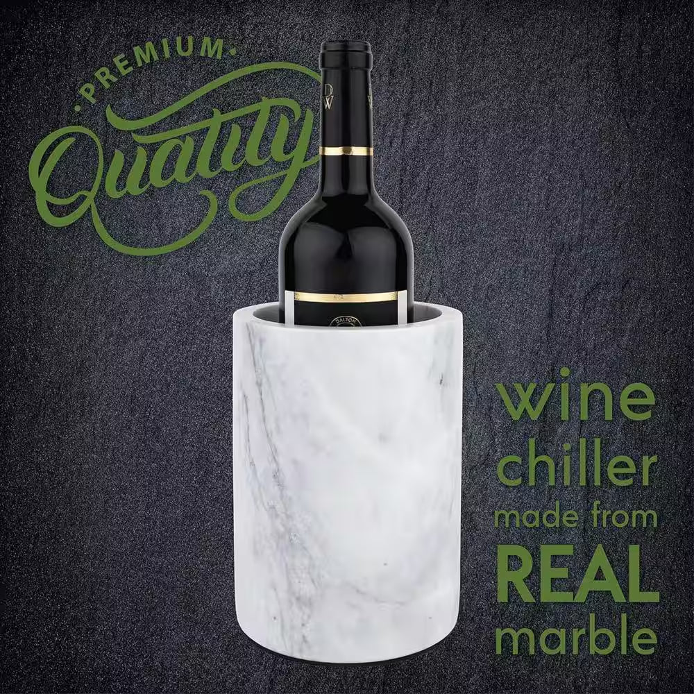 0.79 Qt. Marble Wine Chiller-1-Bottle Capacity-White-Stone-Kitchen Cooler