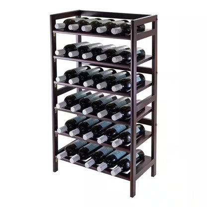 Silvi 30-Bottle Walnut Floor Wine Rack