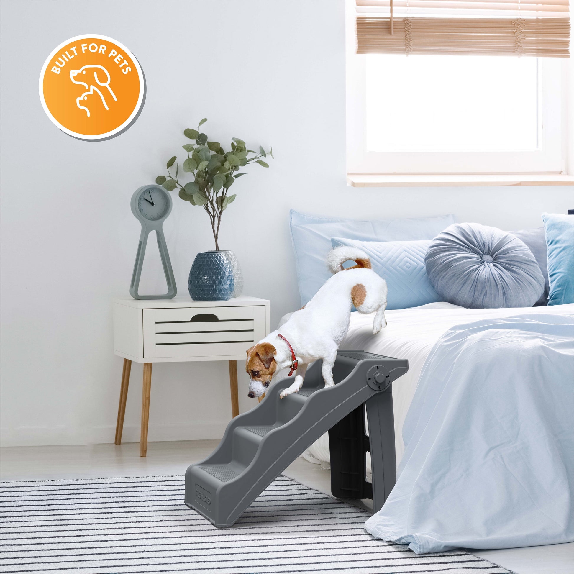 Tail Waggers Dog Stairs Flexi-Step, Foldable Dog Steps with 4-Step Design and Non-Slip Treads, Medium