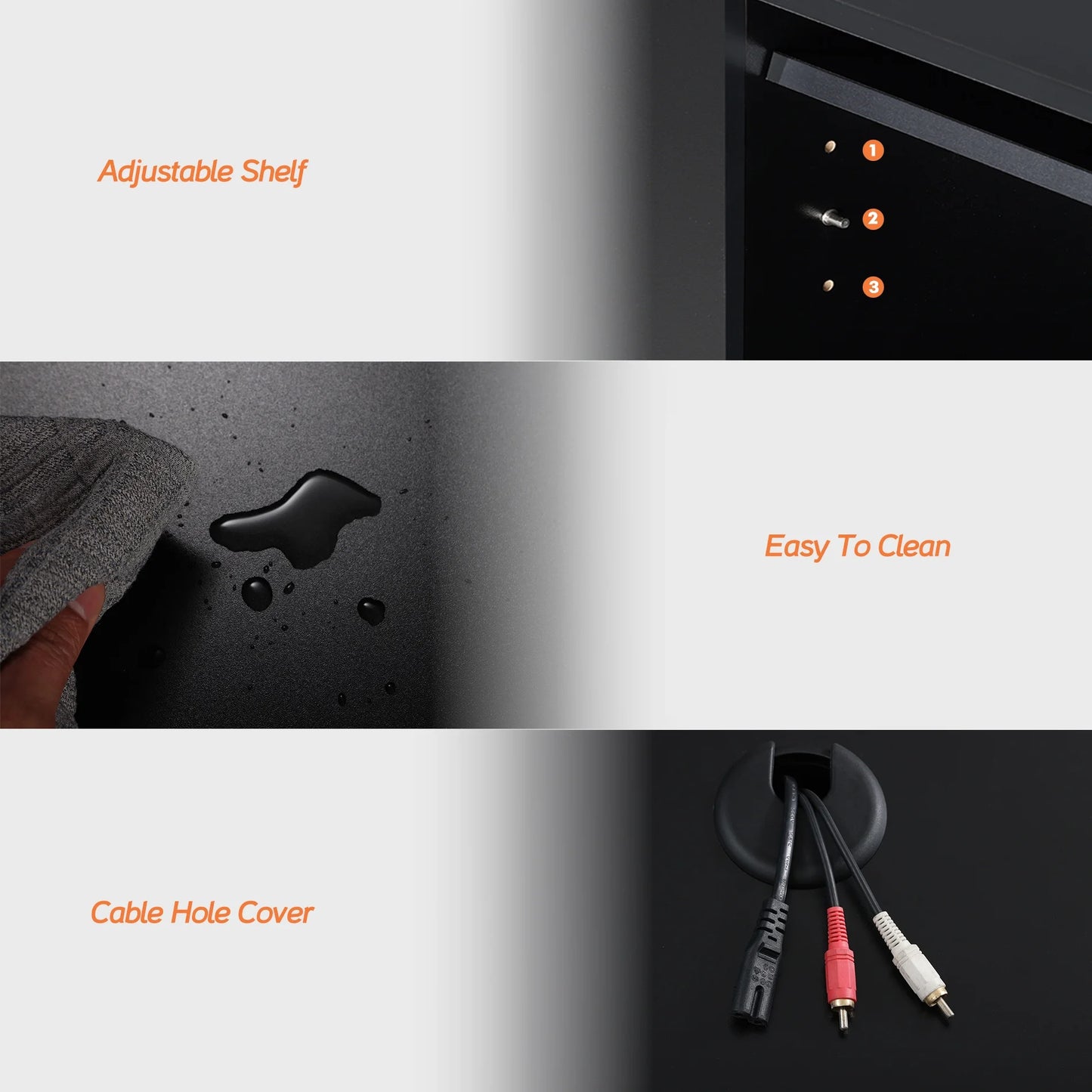 Yellow Light Floating TV Stand with Adjustable Shelves for Living Room Bedroom, Black, 39.4 Inch