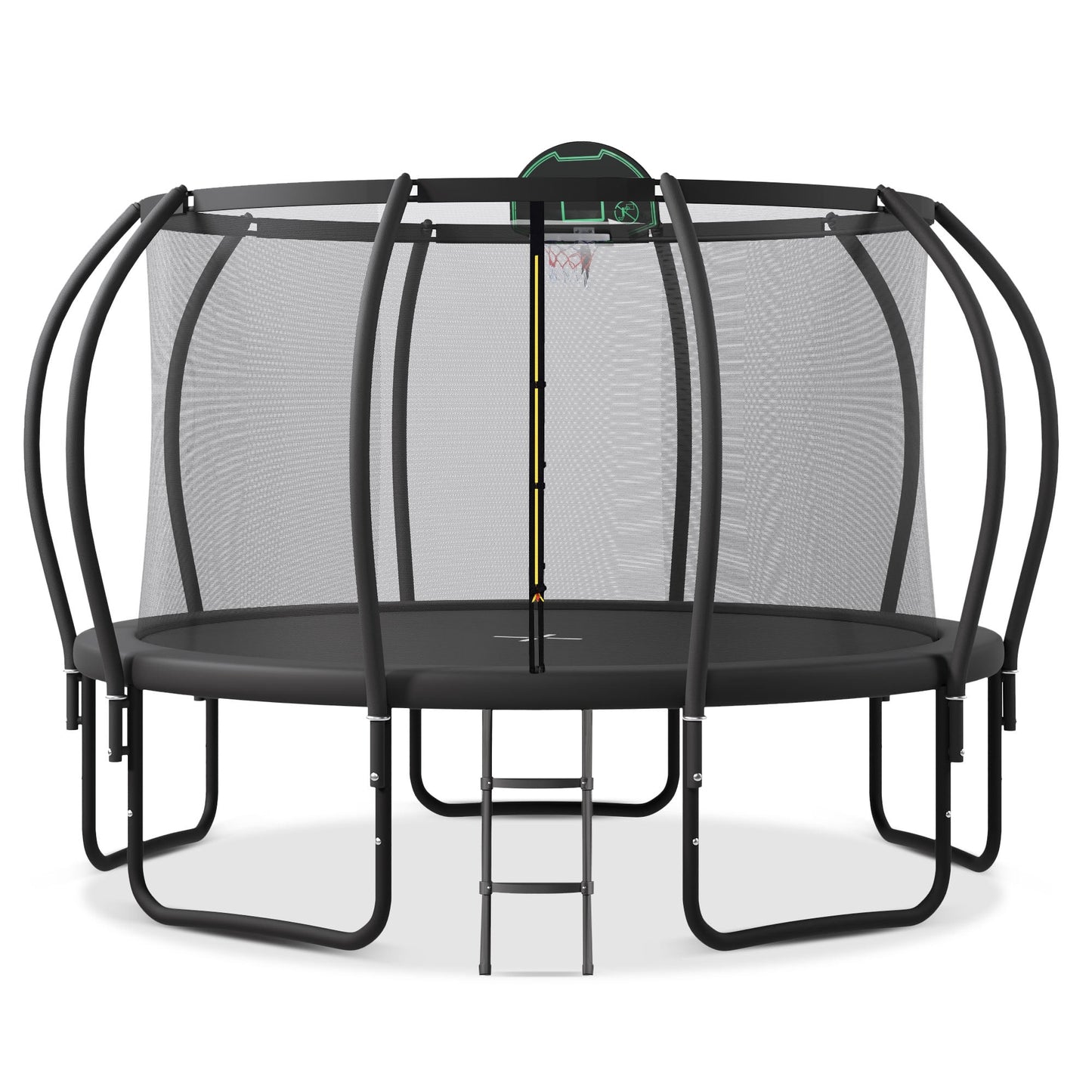 Trampoline 12FT 14FT 15FT 16FT Trampoline for Adults and Kids, 1500Lbs Outdoor round Trampoline with Enclosure Net with Basketball Hoop and Ladder