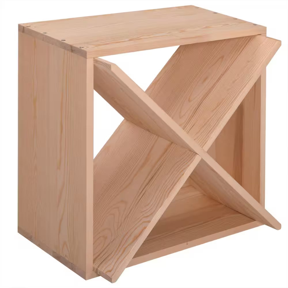 24-Bottle Burlywood Modular Wine Rack, Stackable Wine Storage Cube for Bar Cellar Kitchen Dining Room